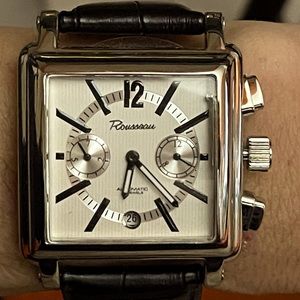 🪐Superlative🪐 NWT Rousseau Square Tank Retro Deco Automatic SILVER Watch …